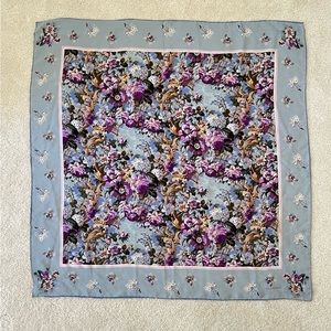 Bill Blass polyester, square, scarf, in beautiful, purples and blues.